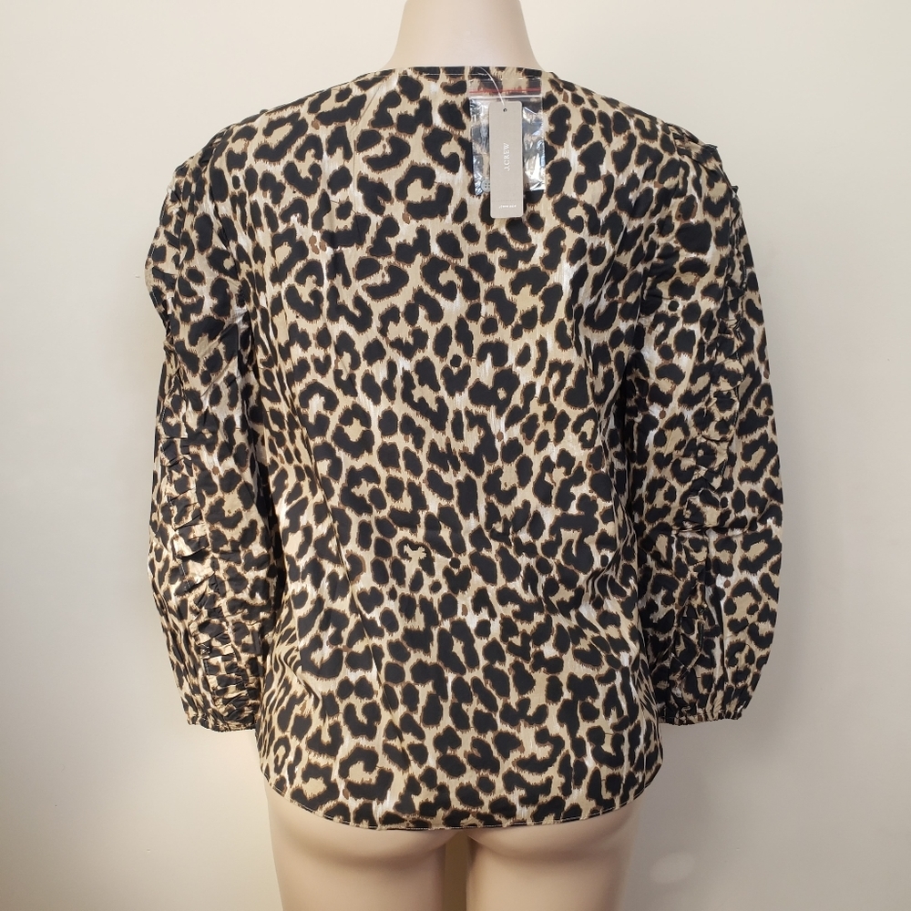 🆕️J. CREW Ruffle Sleeve Leopard Top🆕️ - Picture 5 of 13